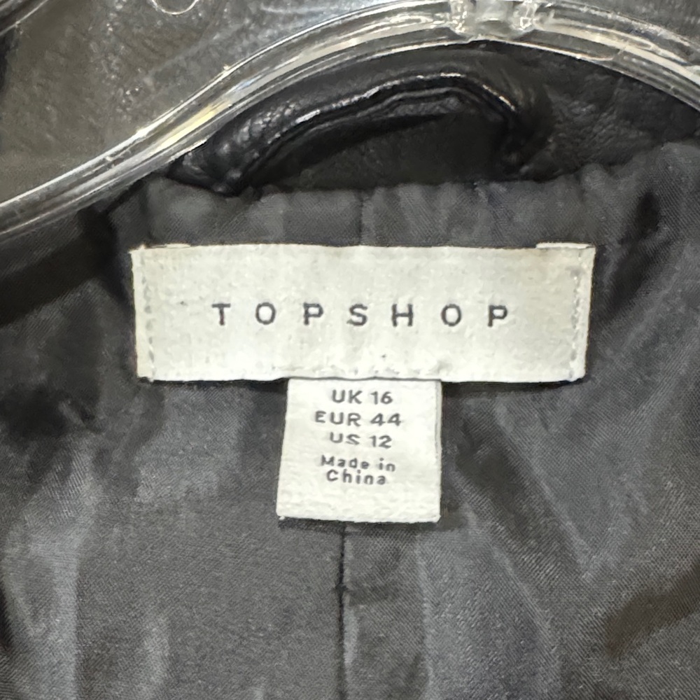 Topshop Black Leather Biker Jacket - Picture 3 of 11